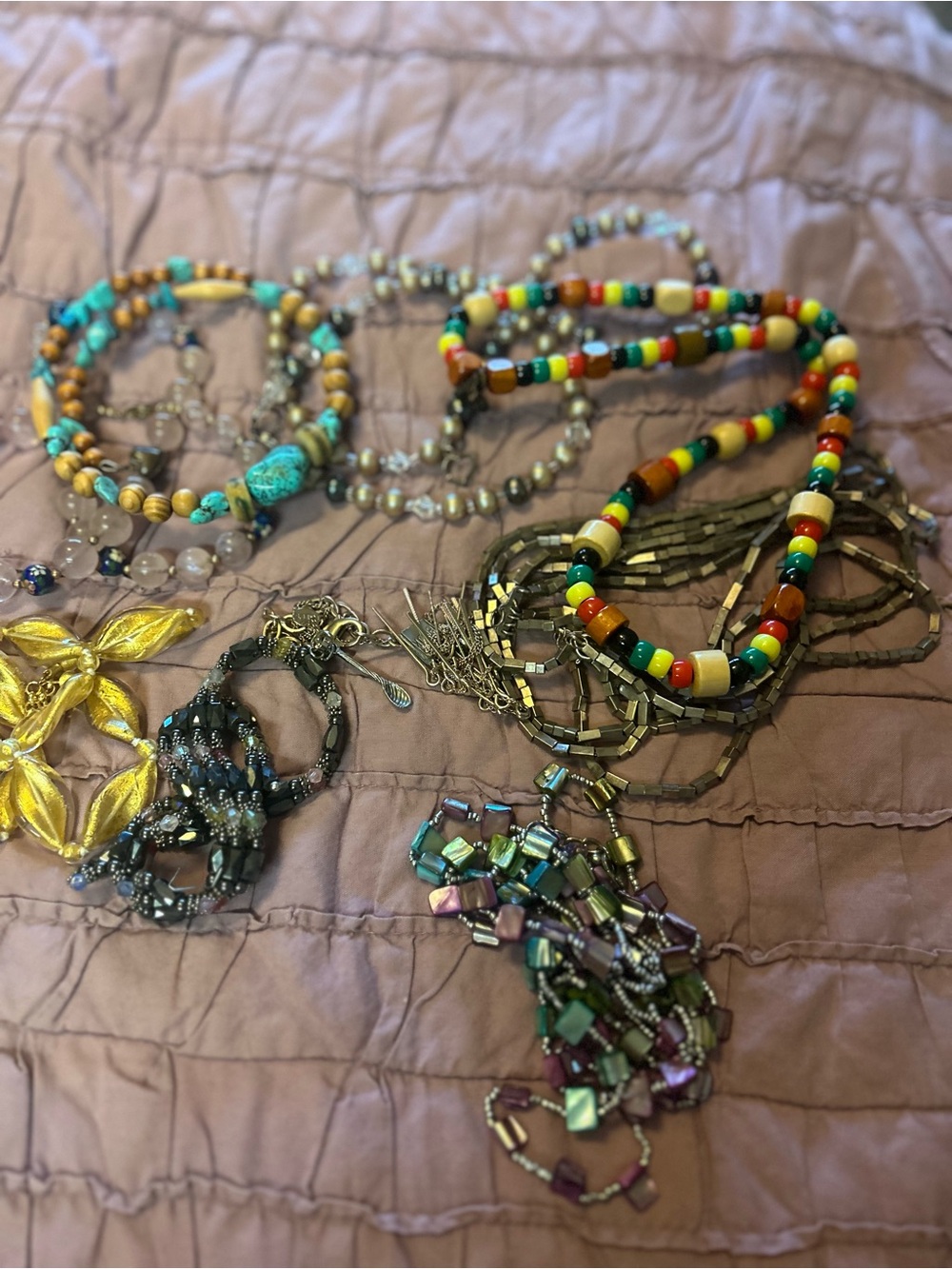 9 different costume, jewelry Colorful Beaded Multi-Strand Necklaces